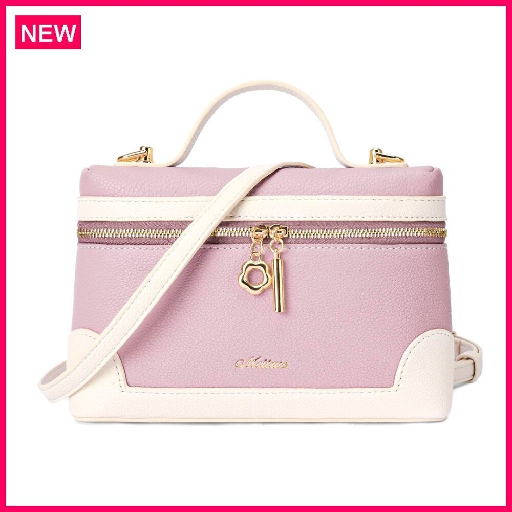 Small Crossbody Bag Top Handle Pouch Synthetic Leather Adjustable Strap